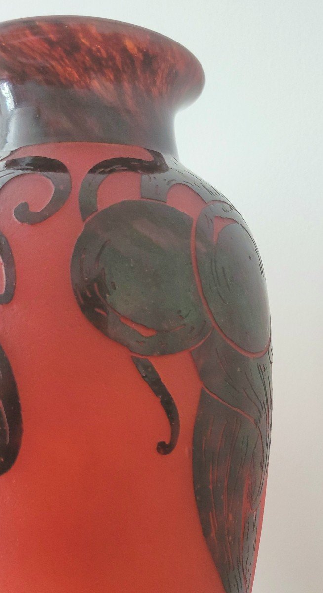  grand Vase  Modèle "Prunes" Le Verre  Français  (charles Schneider) Vers 1920-photo-5