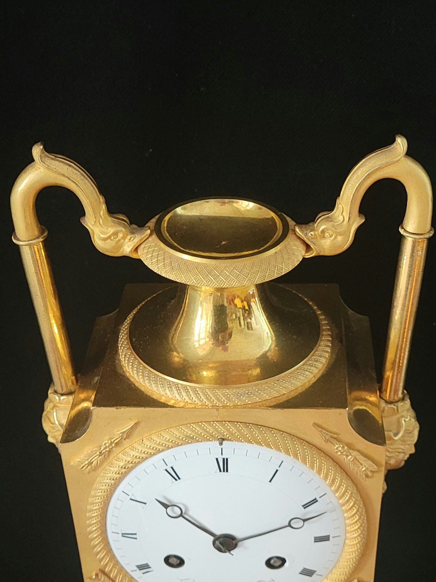 Gilt Bronze Vase Clock Signed Leroy Empire Period-photo-6