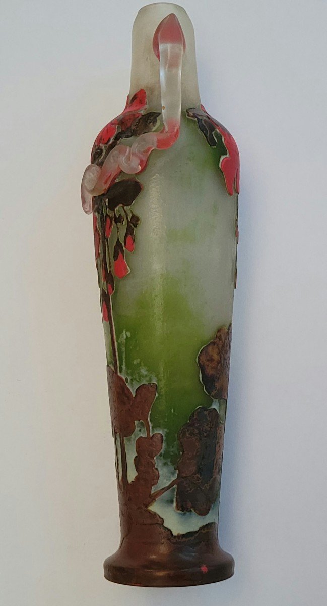 Vase Muller à Décor De Géranium Fluorogravé Vers 1895-photo-4