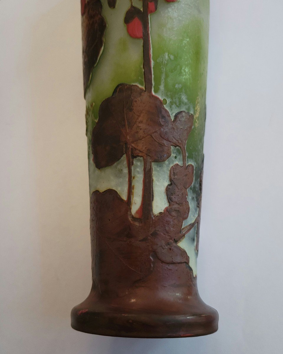 Vase Muller à Décor De Géranium Fluorogravé Vers 1895-photo-4