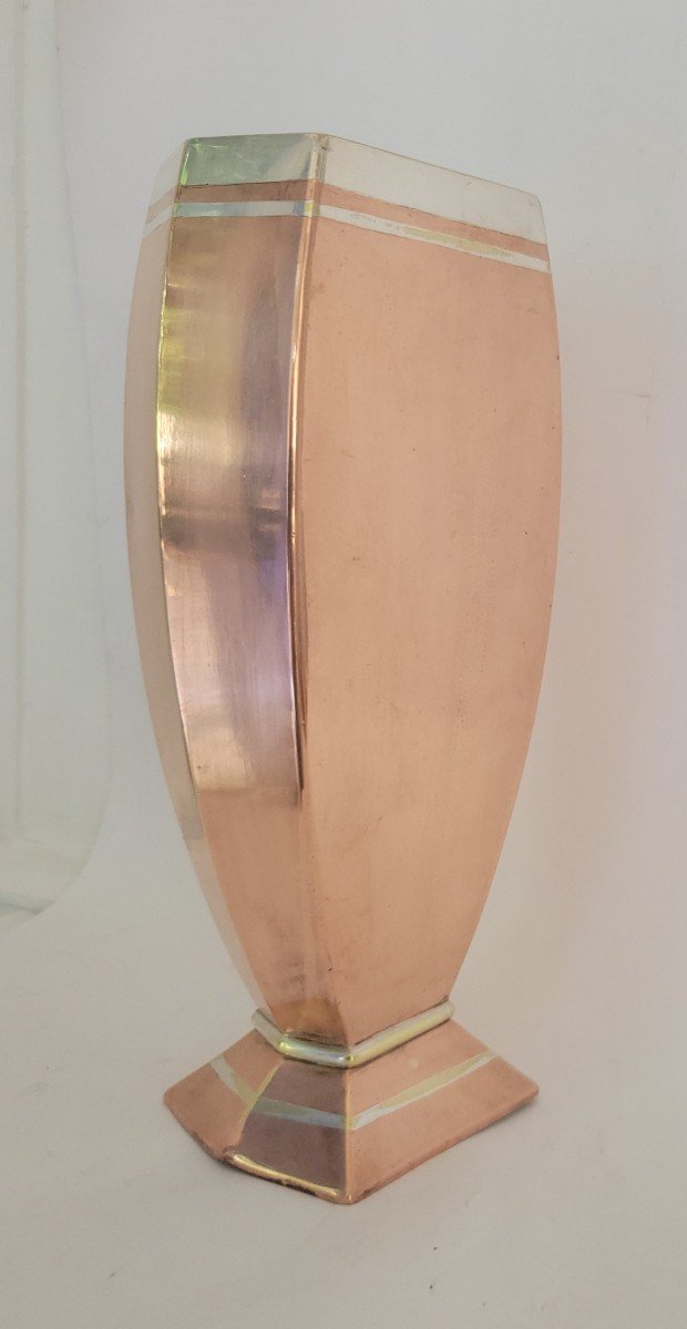 Vase Art Déco  En Dinanderie Par  Luc Lanel Pour Christophe -photo-1