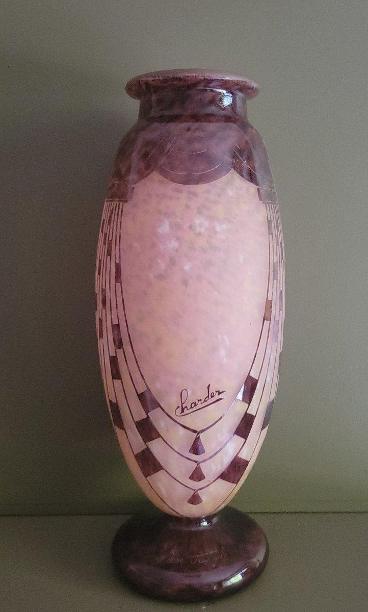 Vase  Schneider ,le verre francais, charder modèle "colliers" époque art déco-photo-2