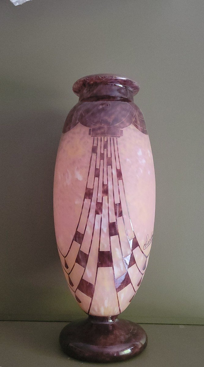Vase  Schneider ,le verre francais, charder modèle "colliers" époque art déco