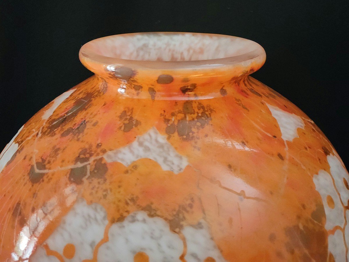 Vase  Boule Art Déco  Schneider Modèle Glycines  Signé Charder Et Le Verre Français 1927-191926-photo-2