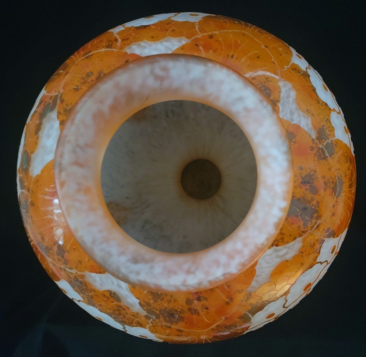 Vase  Boule Art Déco  Schneider Modèle Glycines  Signé Charder Et Le Verre Français 1927-191926-photo-5
