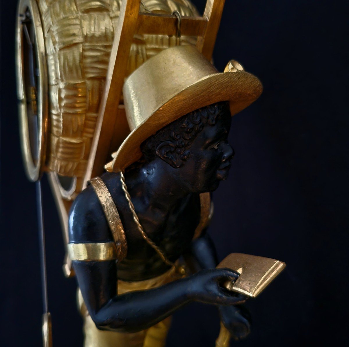 Mantel Clock The Orter " Le Portefaix Noir" After J.a.reiche Empire Period-photo-5