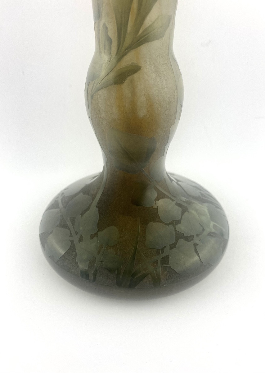 Large Daum Vase With Meadow Cardamine Decoration, Circa 1910,-photo-4