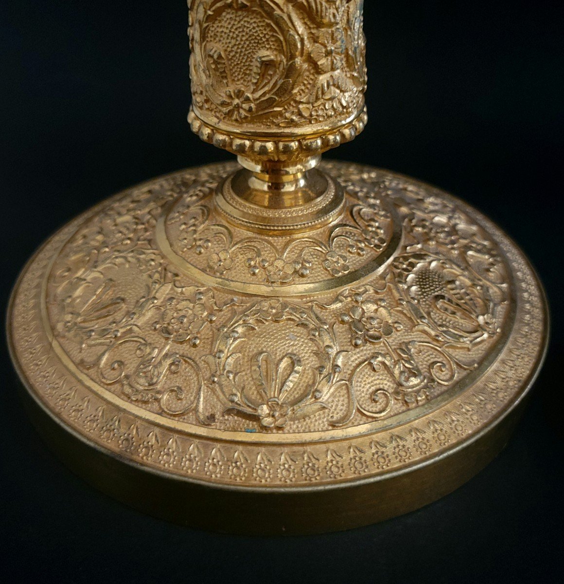 Pair Of Empire Period Gilt And Patinated Bronze Candlesticks-photo-1