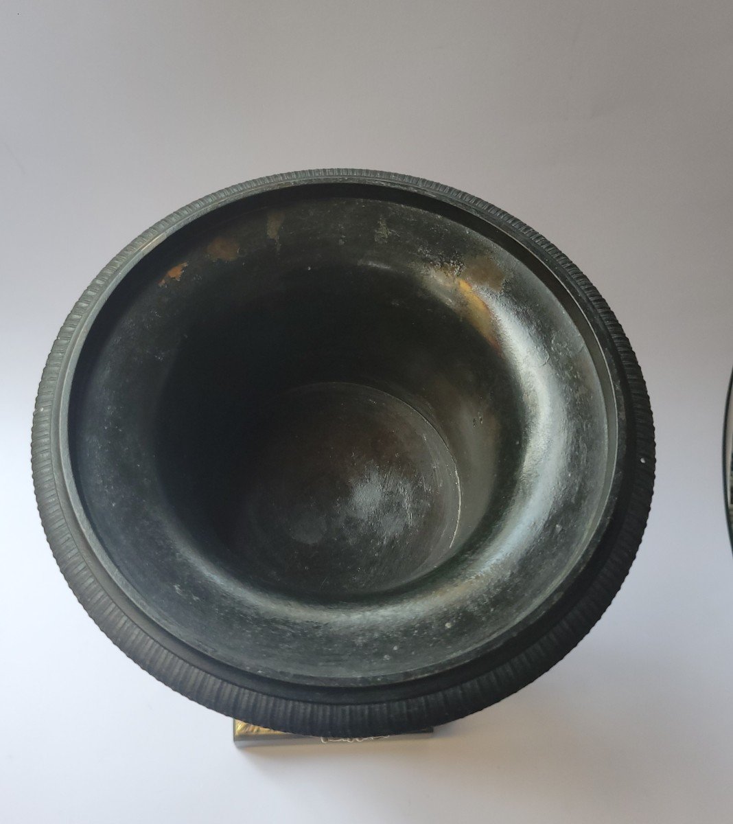 Pair Of Medicis Vases In Gilt Bronze With Green Patina Circa 1825-photo-5