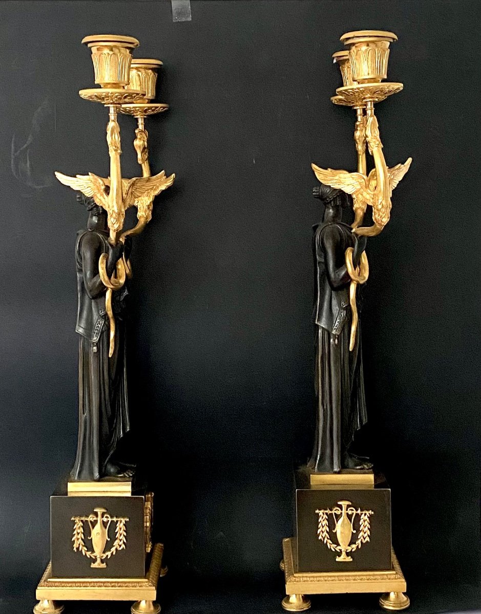Pair Of  Candelabras , Empire , Circa 1810.-photo-2