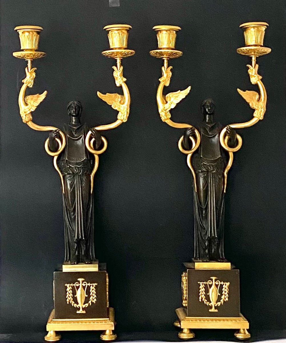 Pair Of  Candelabras , Empire , Circa 1810.