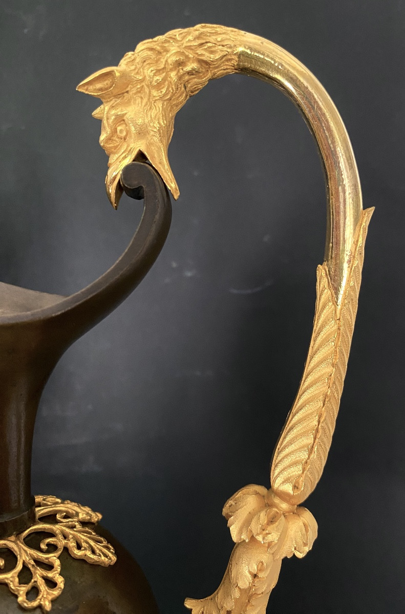 paire d'aiguières  en bronze doré ,patiné ,époque empire attribuée à André-Antoine RAVRIO-photo-2