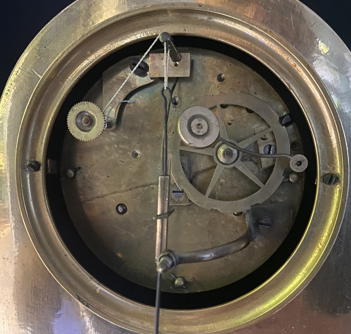 Gilded Bronze Clock "blind Love", Restoration Period-photo-7