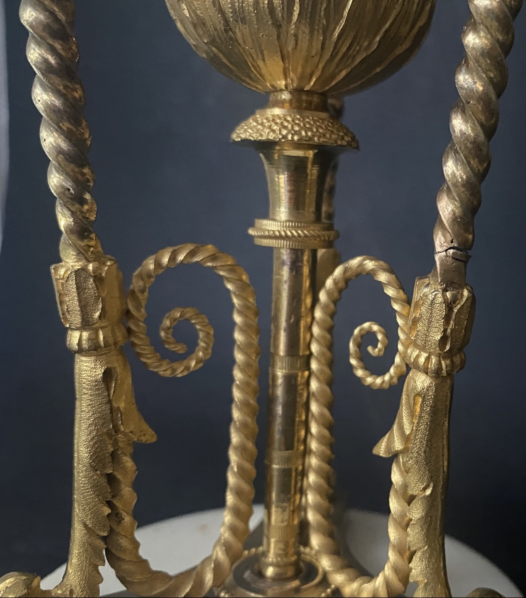 Pair Of Potpourri Jars In White Marble And Gilt Bronze, Louis XVI Period-photo-3