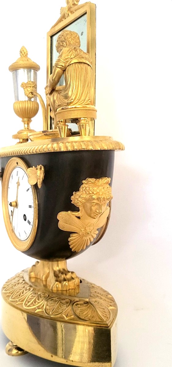 pendule  " la toilette" en bronze doré et patiné d'époque empire-photo-4