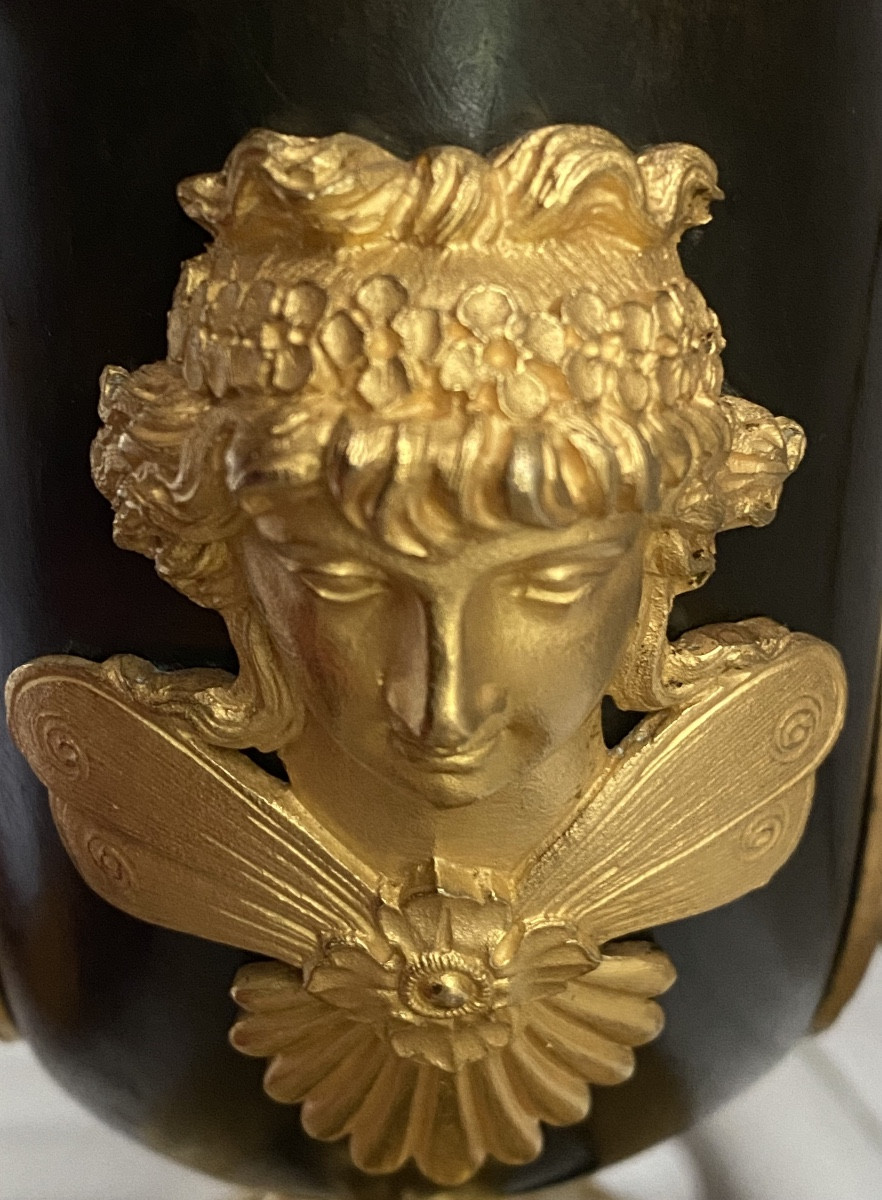 pendule  " la toilette" en bronze doré et patiné d'époque empire-photo-3