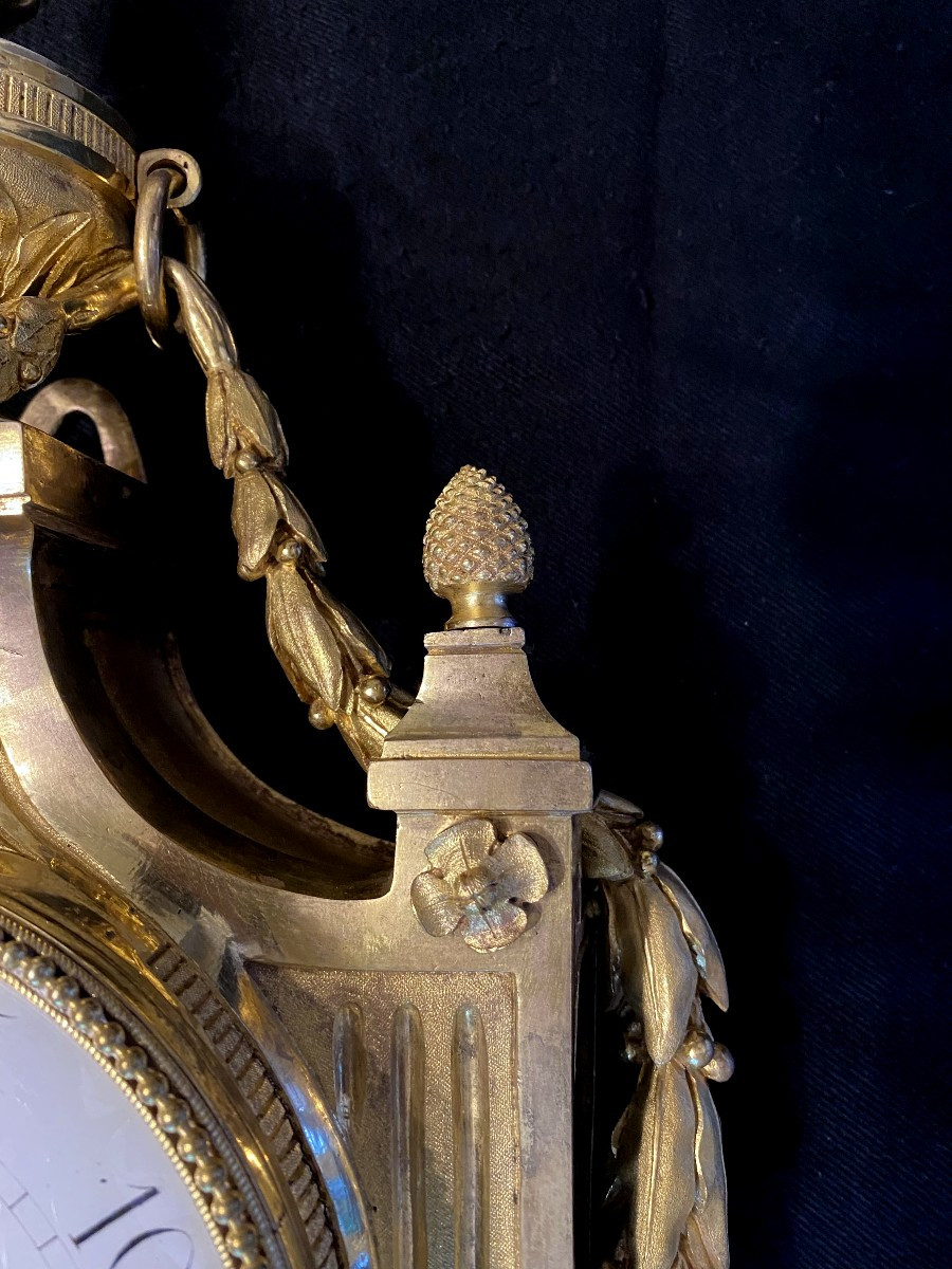 Cartel d'applique en bronze doré d'époque Louis XVI attribué à  OSMOND sur dessin de Foulet-photo-4