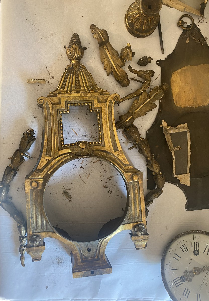 Cartel d'applique en bronze doré d'époque Louis XVI attribué à  OSMOND sur dessin de Foulet-photo-3