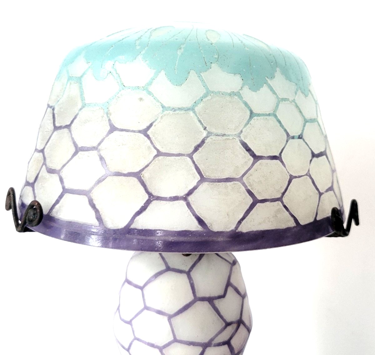 Schneider Charles  : lampe champignon modèle "alvéoles"  signé Charder,  époque art déco-photo-1