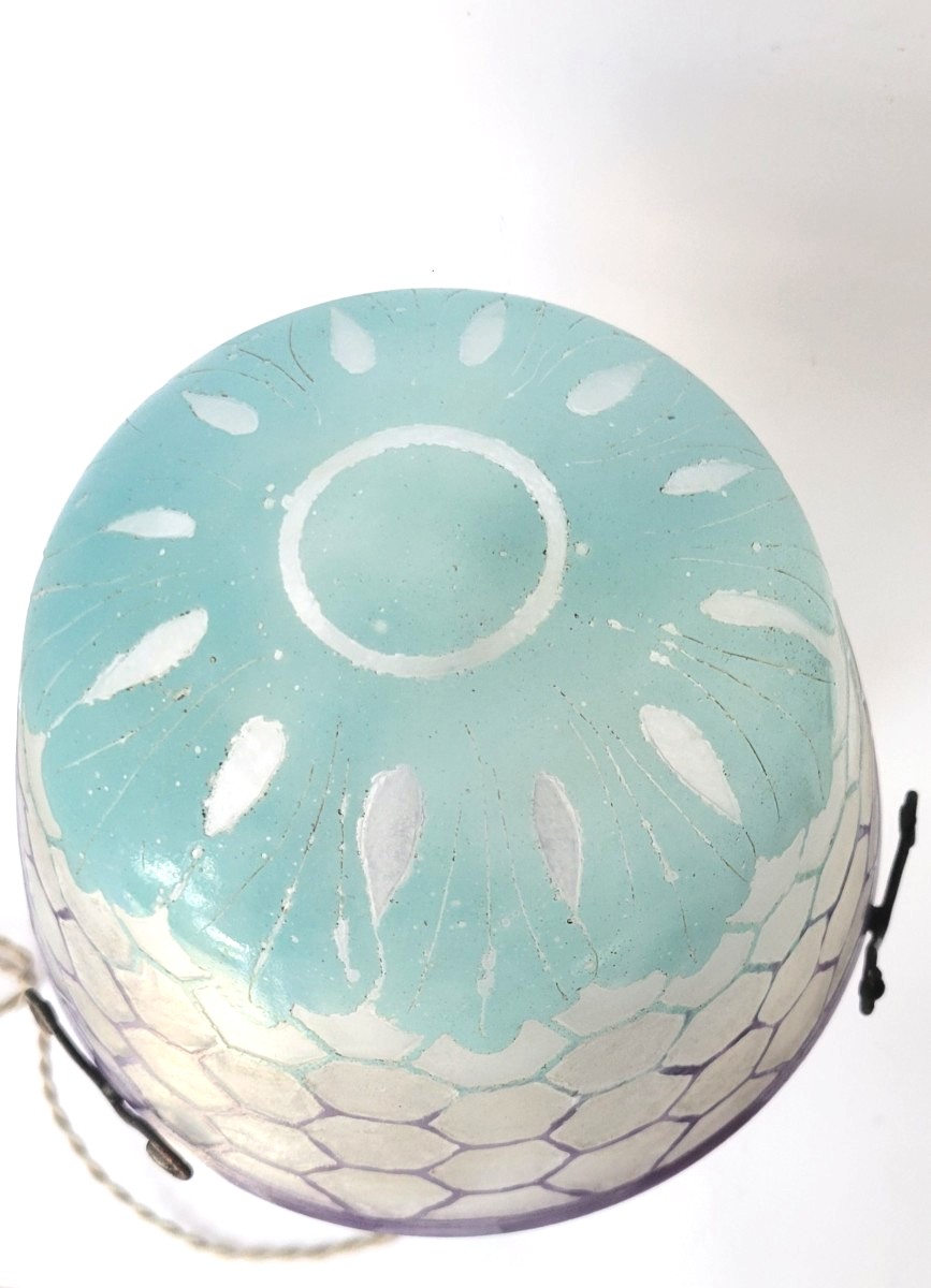 Schneider Charles  : lampe champignon modèle "alvéoles"  signé Charder,  époque art déco-photo-2