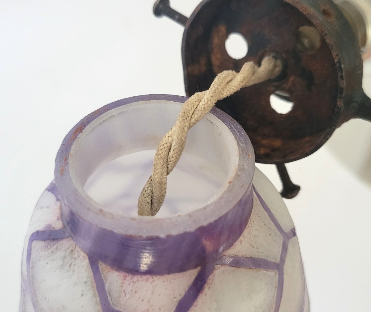 Schneider Charles  : lampe champignon modèle "alvéoles"  signé Charder,  époque art déco-photo-6