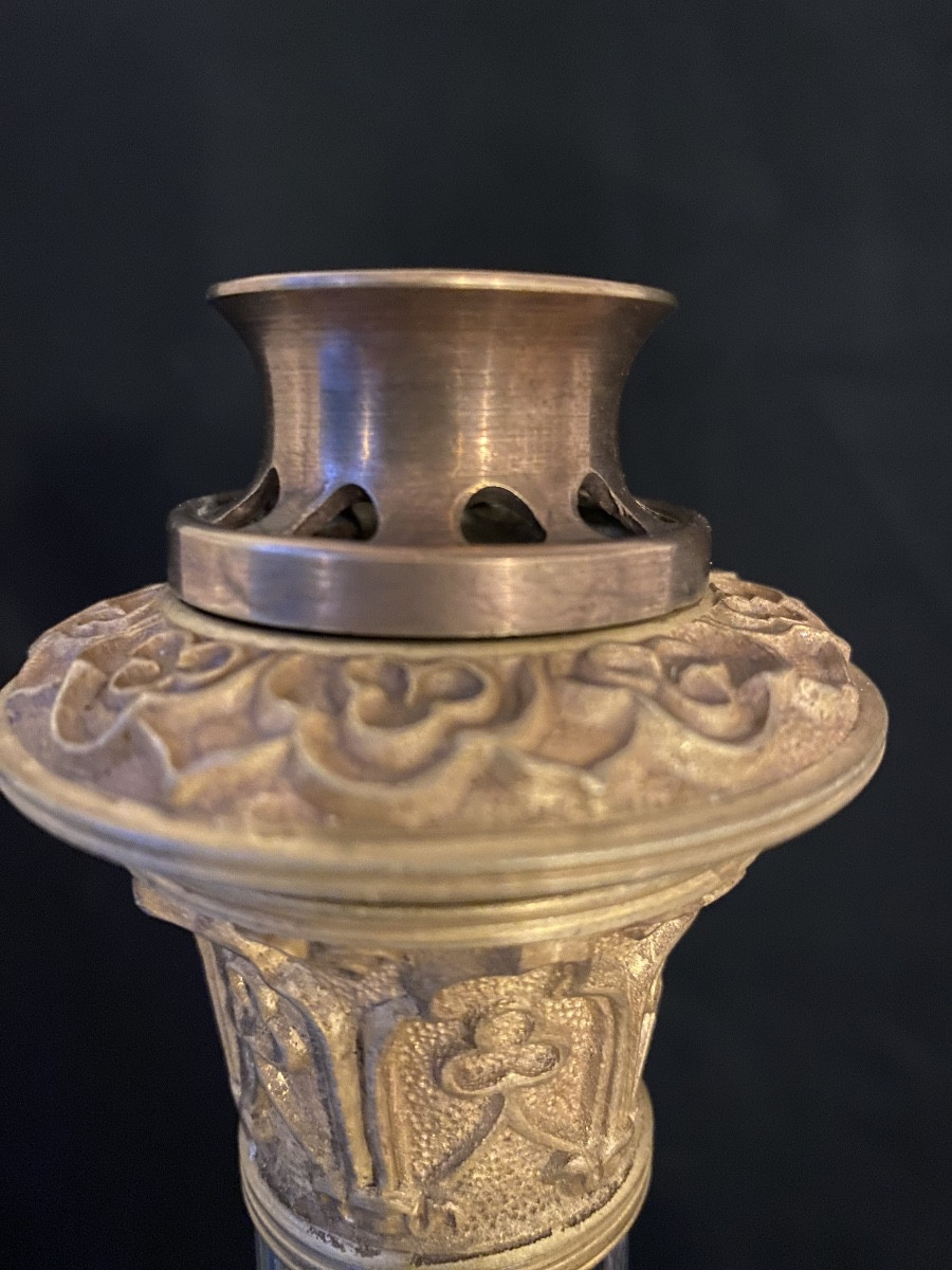 Pair Of Sinombre Lamps In Le Creusot Crystal And Bronze From The Restoration Period-photo-3