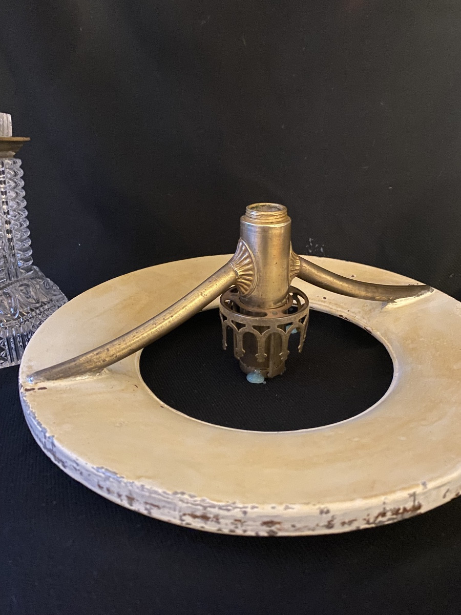 Pair Of Sinombre Lamps In Le Creusot Crystal And Bronze From The Restoration Period-photo-5