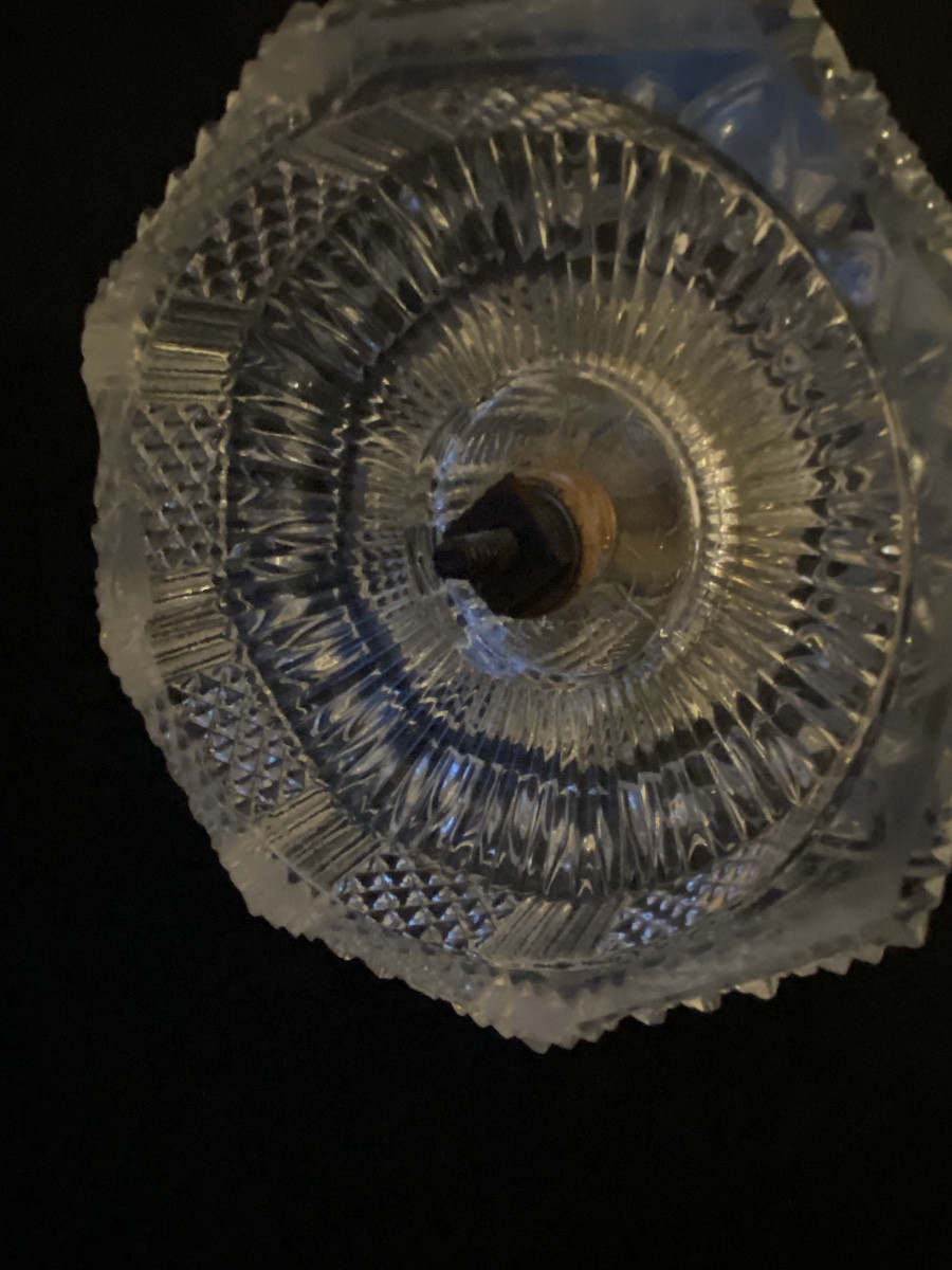 Pair Of Sinombre Lamps In Le Creusot Crystal And Bronze From The Restoration Period-photo-7