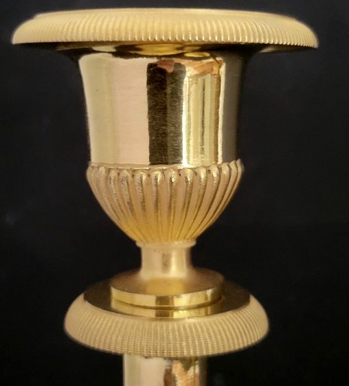 Pair Of Empire Period Gilt Bronze Candlesticks By Claude Galle-photo-1