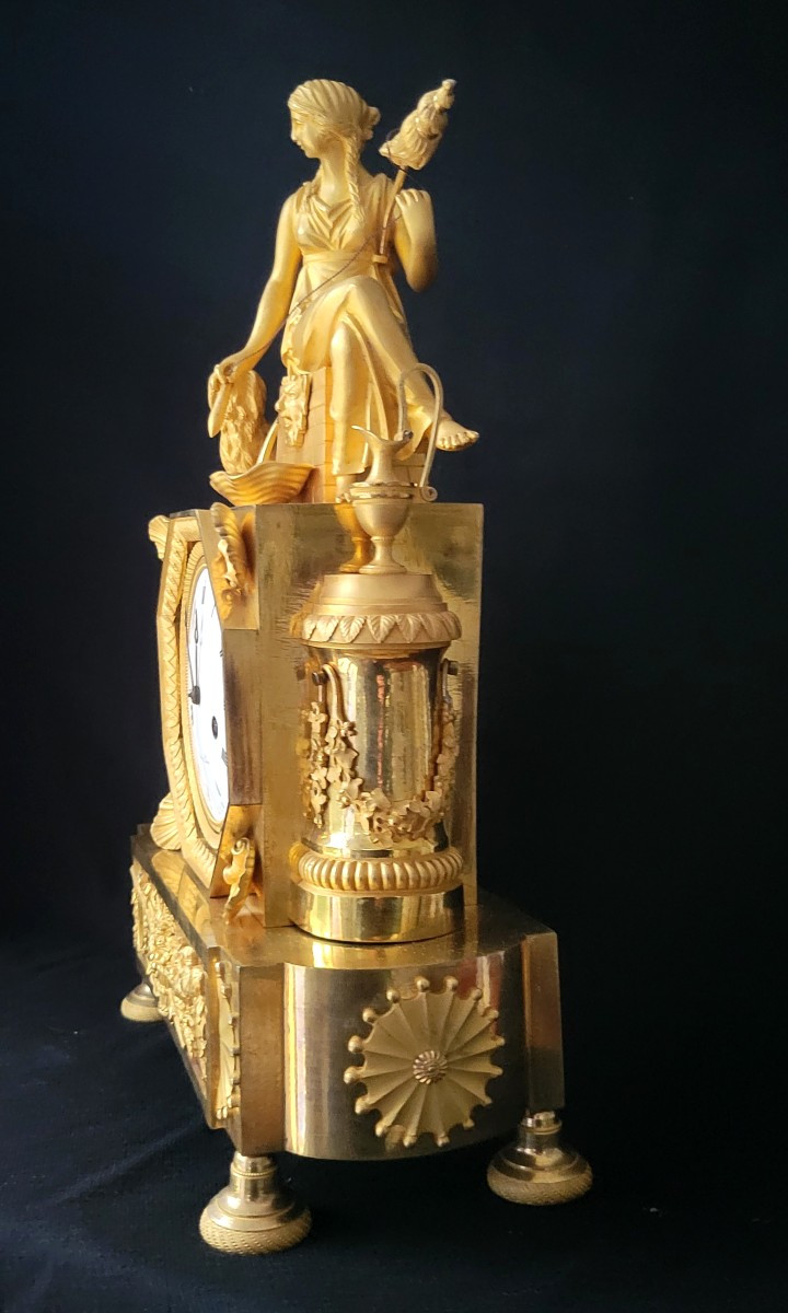 pendule  "la fileuse" et la fidélité en bronze doré fin XVIII ,début XIXème sciècle-photo-3