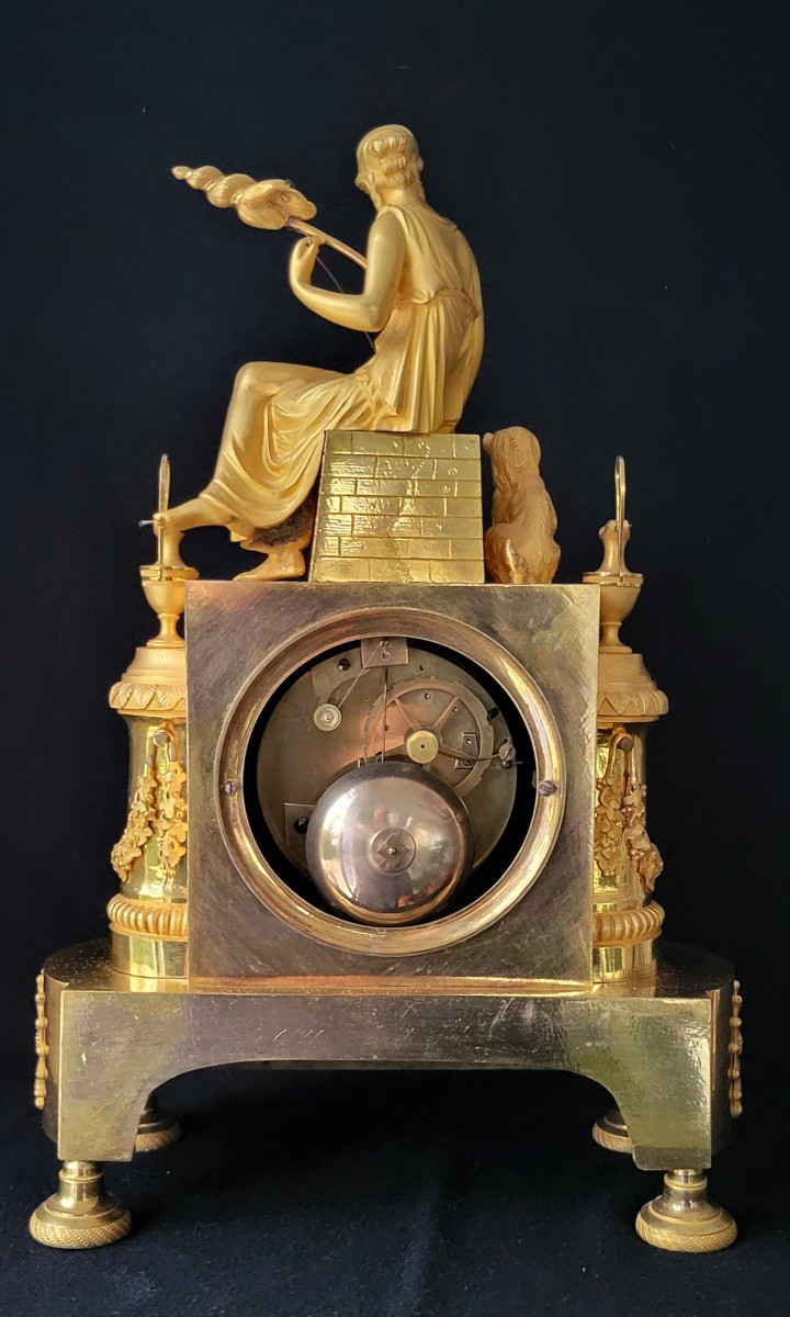 pendule  "la fileuse" et la fidélité en bronze doré fin XVIII ,début XIXème sciècle-photo-4