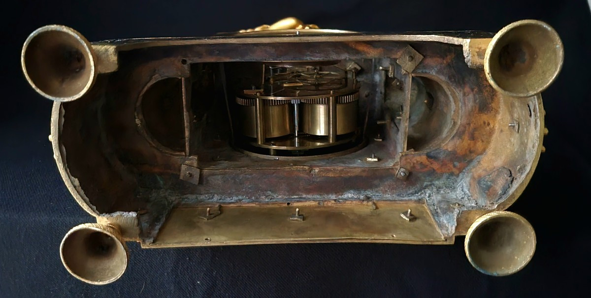 pendule  "la fileuse" et la fidélité en bronze doré fin XVIII ,début XIXème sciècle-photo-6