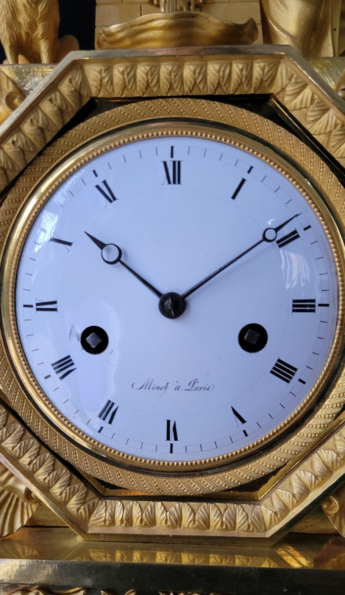 pendule  "la fileuse" et la fidélité en bronze doré fin XVIII ,début XIXème sciècle-photo-7