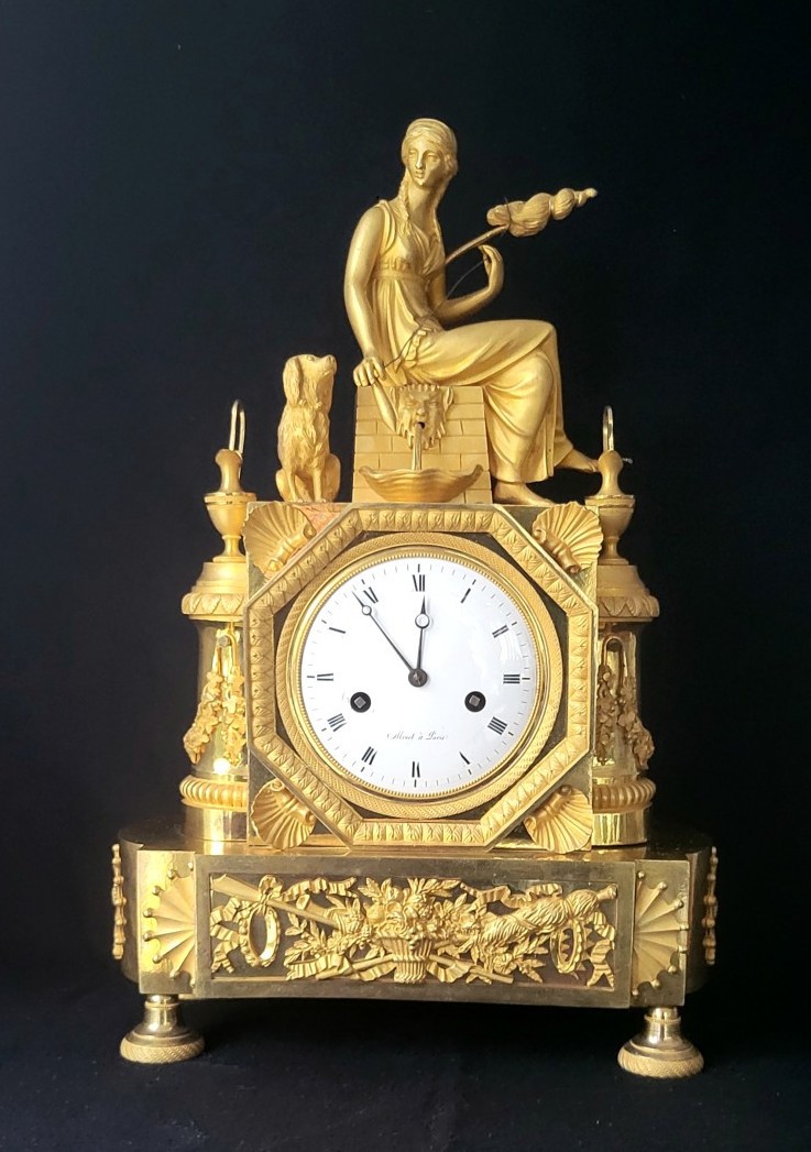 pendule  "la fileuse" et la fidélité en bronze doré fin XVIII ,début XIXème sciècle
