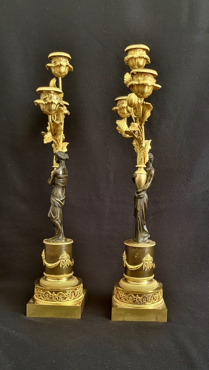 Pair Of 3-light Candelabras From The Directoire Period-photo-2