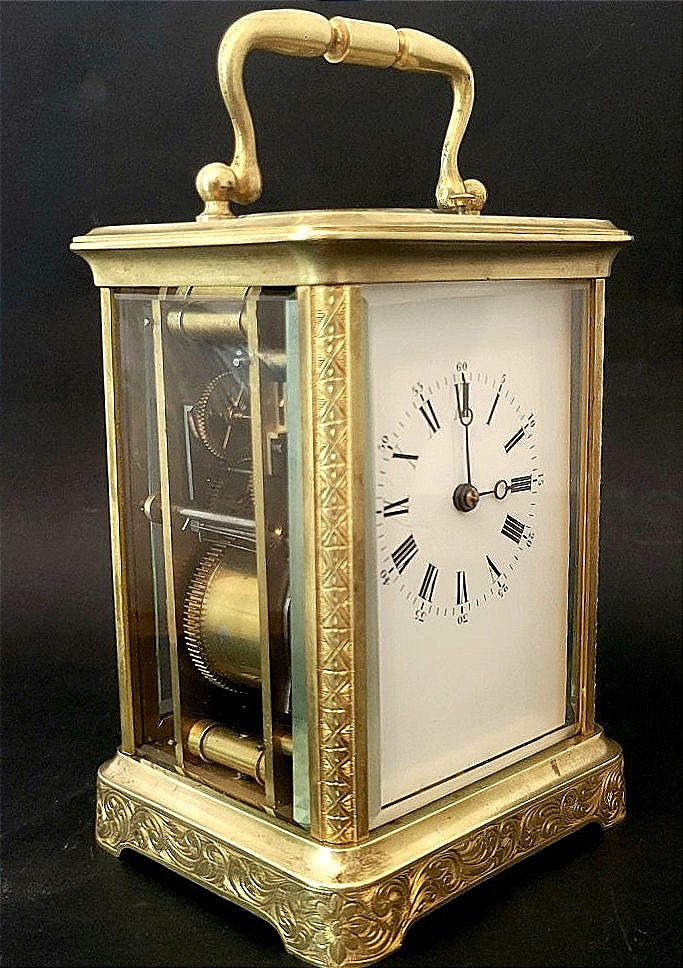 Pendulette de voyage à sonnerie signée H. Acier