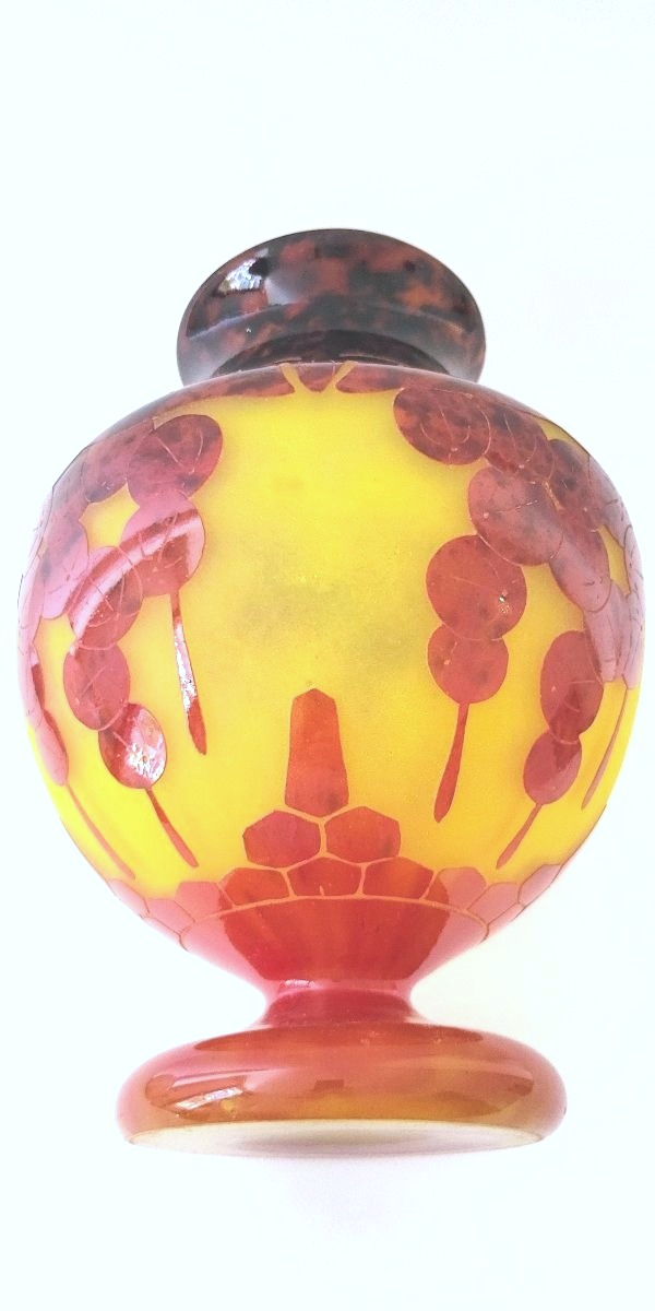 Schneider ; vase boule modèle "Groseilles" signé le Verre Français vers 1923-photo-2
