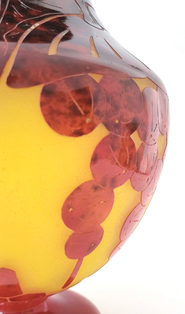 Schneider ; vase boule modèle "Groseilles" signé le Verre Français vers 1923-photo-4