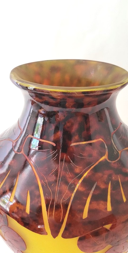 Schneider ; vase boule modèle "Groseilles" signé le Verre Français vers 1923-photo-4