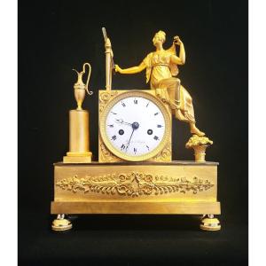 Pendule Empire/restauration en Bronze Doré " La Toilette De Psyché" Signée Ravet à Dijon vers 1820