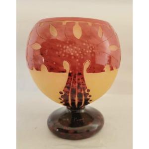 Charles Schneider/ Le Verre Français,  Vase Boule Modèle "amarantes"