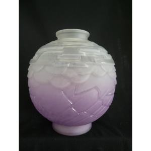  Charles Schneider Vase  Boule    Art Déco à Motif Géométrique