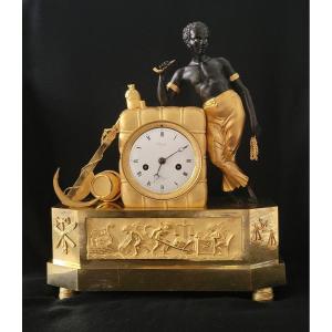 Exotic Clock Called "au Bon Sauvage" Representing A Sailor Around 1808