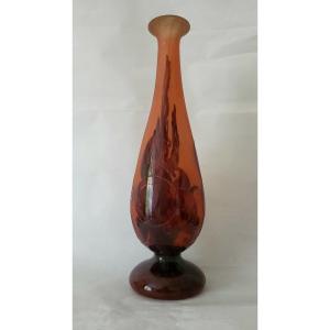 Charles Schneider, “plums” Model Vase Signed “le Verre Français” Circa 1924 