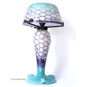 Schneider Charles  : lampe champignon modèle "alvéoles"  signé Charder,  époque art déco