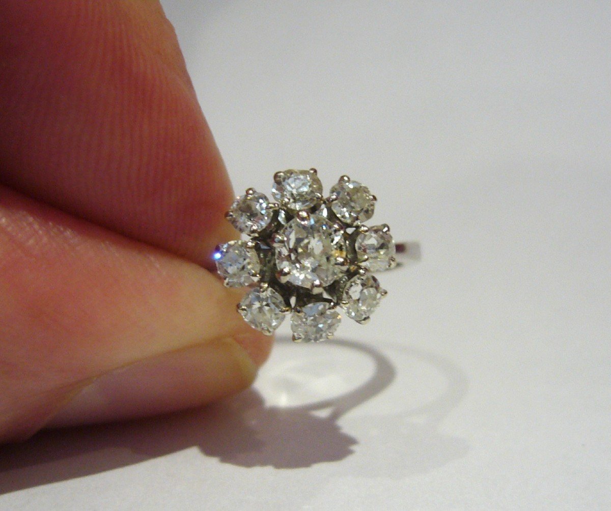 Bague fleur en or gris et diamants-photo-1