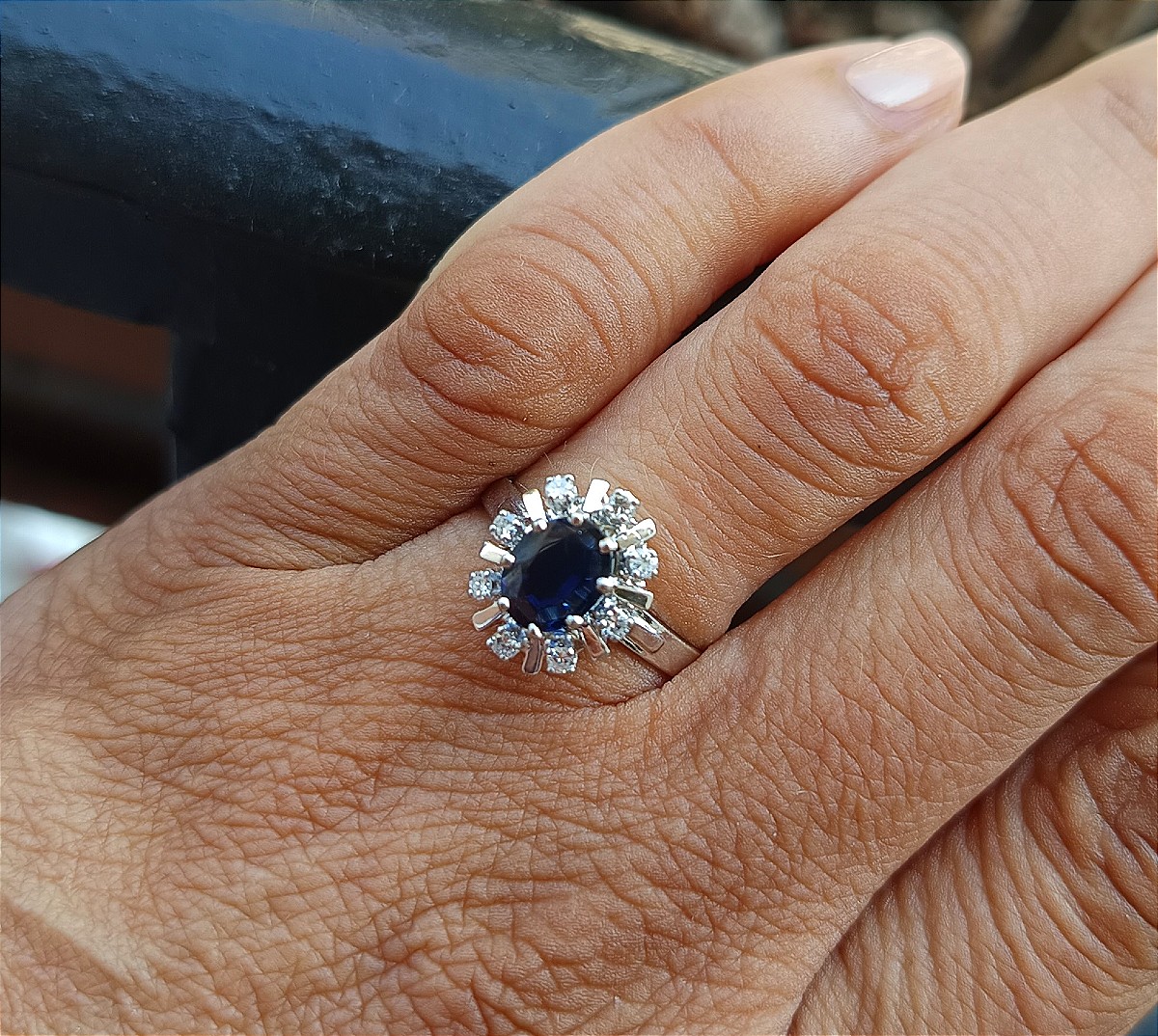 White Gold Ring Set With A Sapphire-photo-2