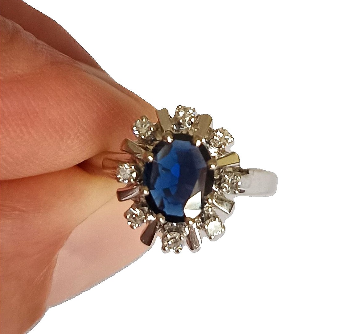 White Gold Ring Set With A Sapphire
