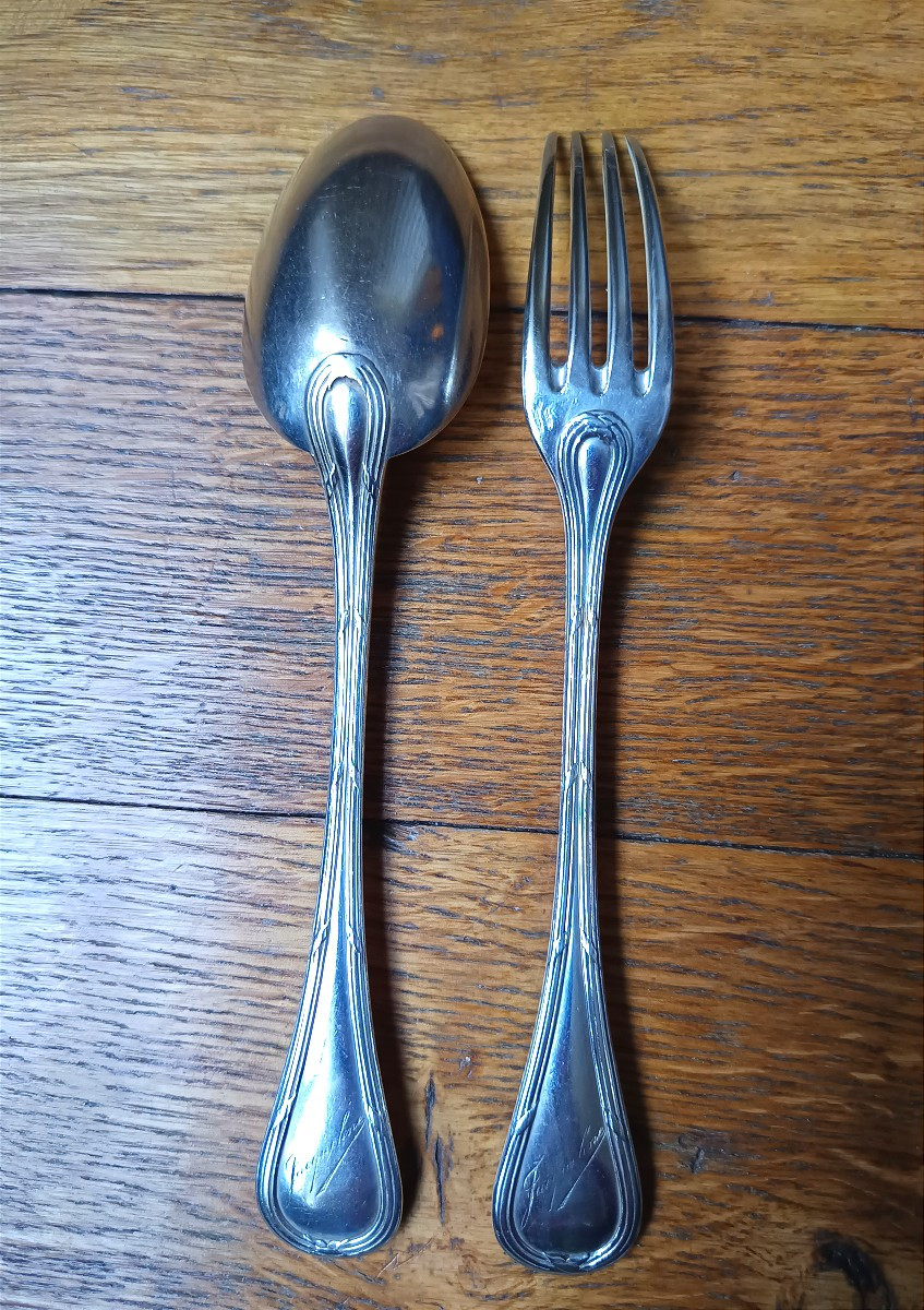 Couverts de baptême en argent massif-photo-2