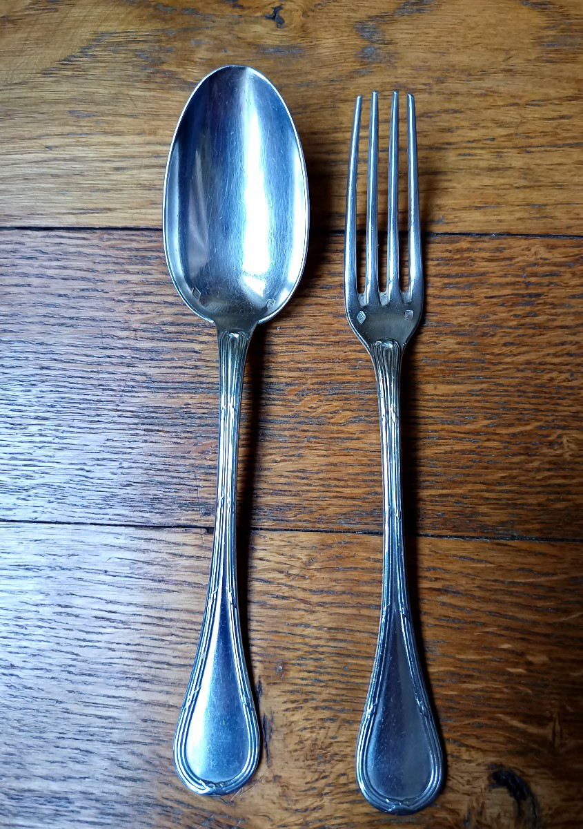 Couverts de baptême en argent massif